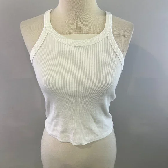 OPEN EDIT‎ Ribbed Crop Racerback Tank in White (S) - Picture 2 of 7